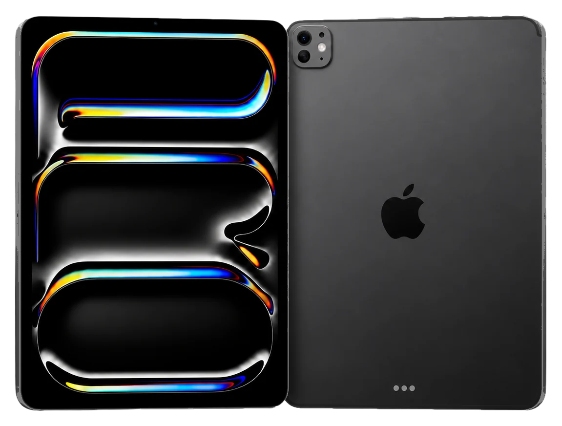 iPad Pro de 11 pulgadas en Space Black, de frente y de espaldas